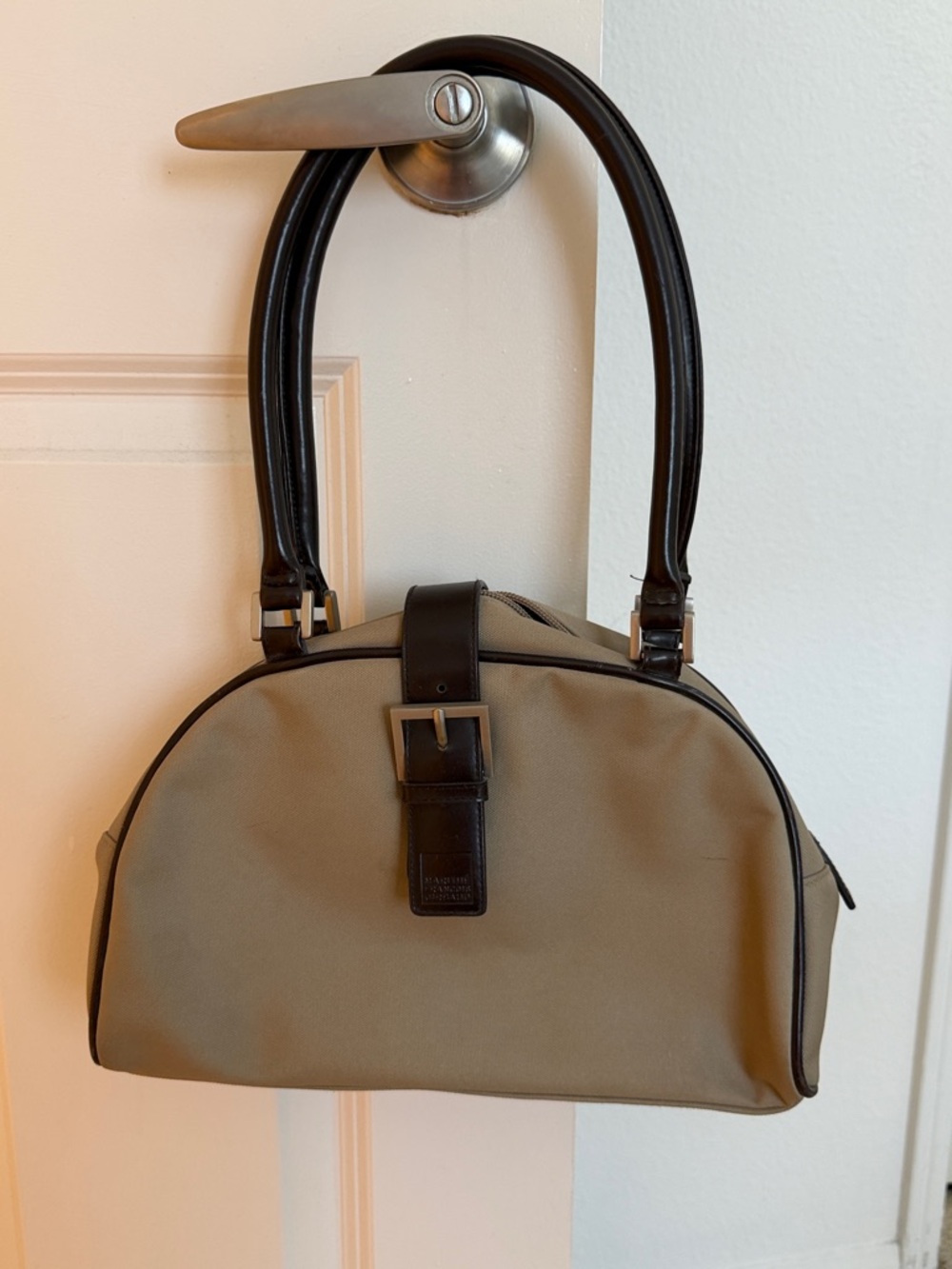 Marithe Francois Girbaud Beige Tote with Dark Brown Trim